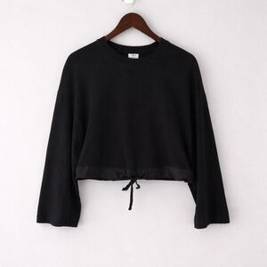 Aritzia Wilfred Axel Cropped Black Drawstring Top XS